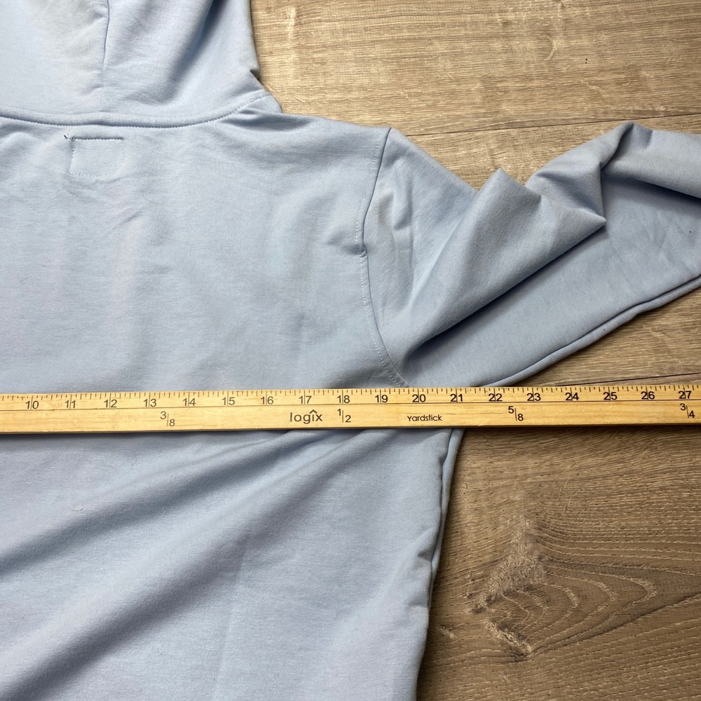 Cuts Hoodie Split-Hem Mens Medium Light Blue Polyester Cotton Blend Pullover - Picture 8 of 9